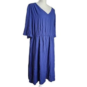 Old Navy 100% Rayon Blue V Neck Dress Plus Size 2X